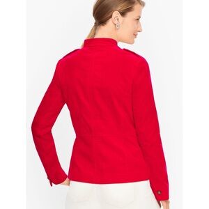 Talbots Red Velvet Velveteen Band Collar Jacket Womens Size 16